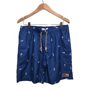 Five Four Hyannis‎ Nautical Print Swim Trunks Pocket Drawstring Sz 33 Blue NWT